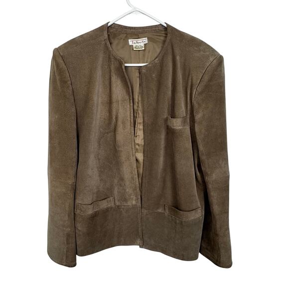 Vtg Talbots 100% Leather Suede Jacket Blazer Made Israel Camel Brown Medium/ Lg - Picture 1 of 8